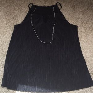 Black Spaghetti Strap Shirt with Necklace